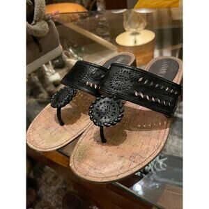 Sam & Libby Whip Stitch Black thong sandal Sz 10